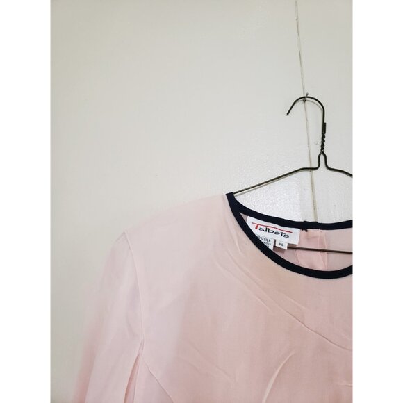 Vtg Talbots Womens 10 Blouse Lgt Pink Semi Sheer 100% Silk Back Button Career - Picture 4 of 5